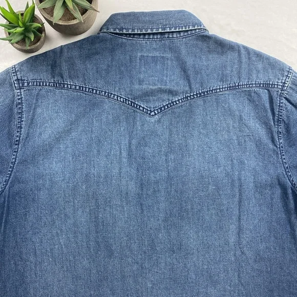 Fundamental Coast Denim Short Sleeve Button Up (Blue) - Picture 6 of 16